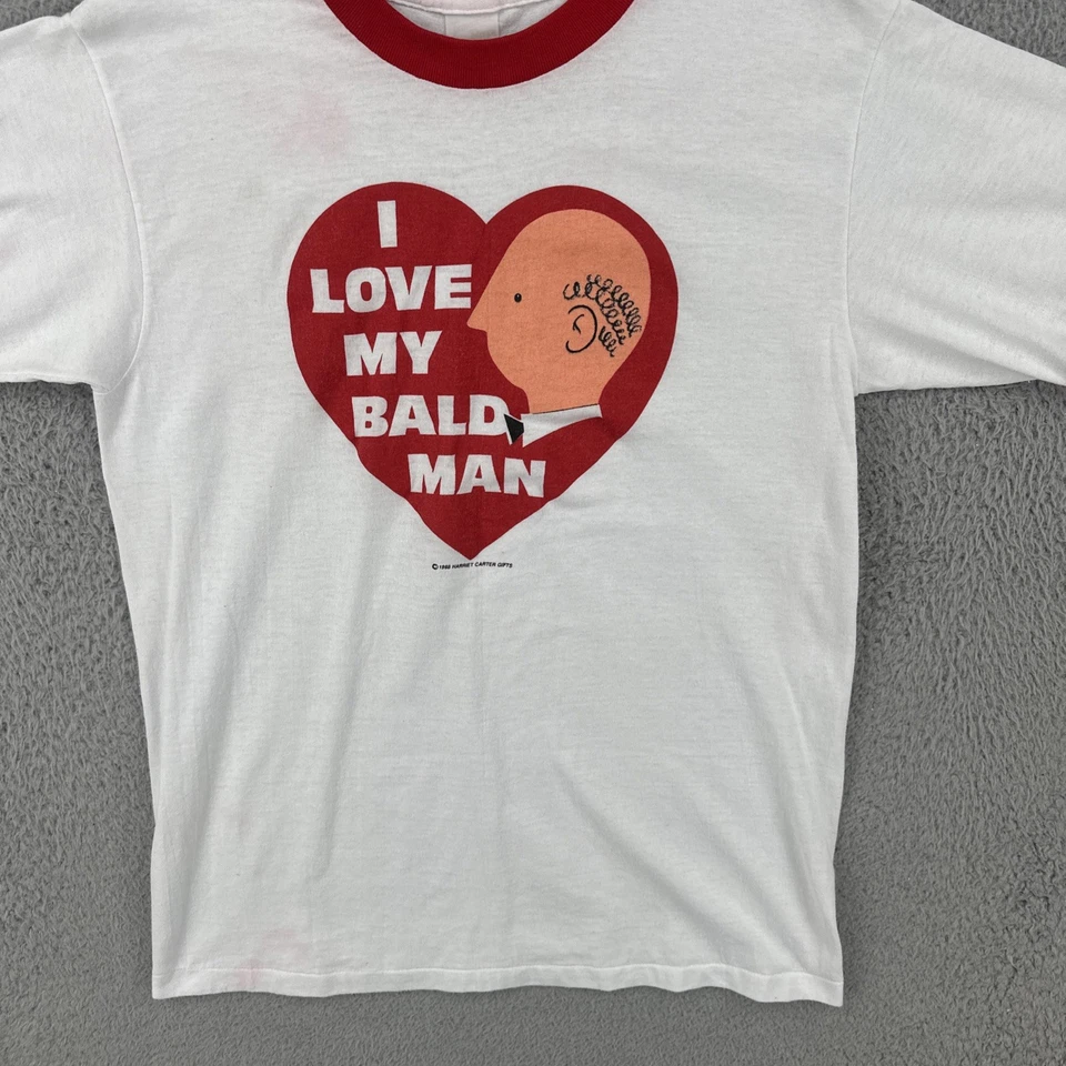 Camiseta De Colección Tennessee River Años 80 M Blanca Timbre 1988 I Love My Bald Man Gráfica Foto 4 de 4