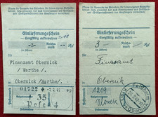 POLAND - 1942 WW II German Occupation, Money Delivery Receipts District Obornick