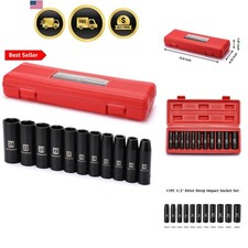 11-piece 12-inch Drive Deep Impact Socket Set Cr-v Metric 6 Point Deep ...