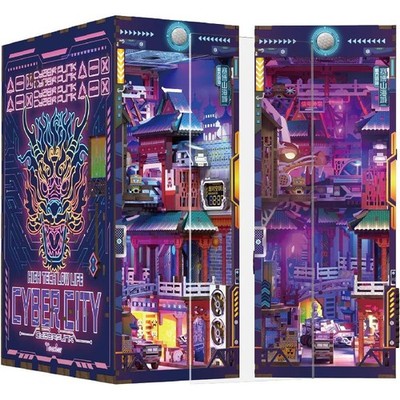 Tonecheer DIY Book Nook Kit 3D Holzpuzzle Modellbausatz, Cyberstadt