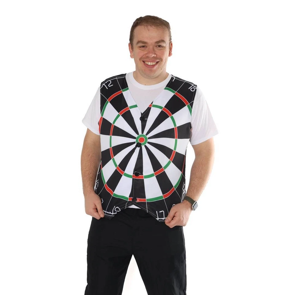 I LOVE FANCY DRESS LTD Adults Dartboard Waistcoat Front Back Print Darts Pub Game Stag Night Costume