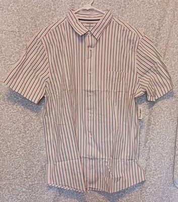 Amazon Essentials Men's XL Striped Short Sleeve Slim Button-Up Shirt