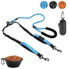 Dual Dog Leash - 360  Swivel, No Tangle Walking Leash with Shock Absorbing Bunge