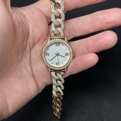 Radiance by Absolute  Women s Pavé Curb-Link Bracelet Watch