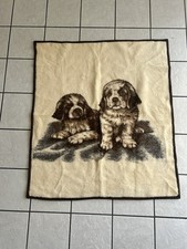 Vintage Blanket Reversible Dogs Puppies Brown