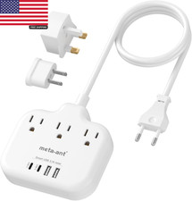 European Travel Plug Adapter, US to European Plug Adapter with 3 American Outlet