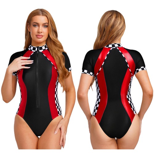 Womens One Piece Bodycon Jumpsuit Racing Suit Leotard Pool Party Bodysuit Bar - Picture 4 of 84
