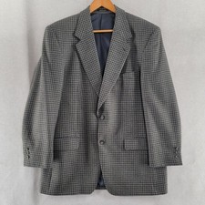 Yves St Laurent Mens Blazer Worsted Wool Houndstooth Jacket Sport Coat Size 44
