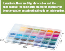 24000Pcs 2mm Glass Seed Beads Kit, with 28 Colors Small Beads Kit for Girls,Wome