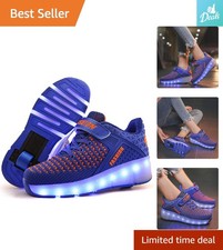 Kids LED Light-Up Roller Skate Shoes - Fun Gift for Boys and Girls 4 Big Kid