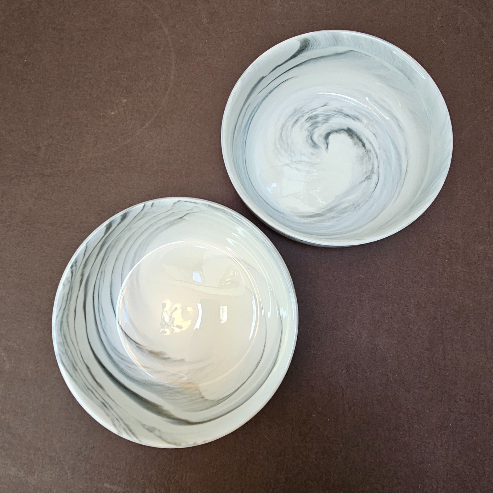 2 Artisanal Kitchen Supply COUPE Grey & White Marble Swirl 6” Cereal Bowls