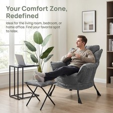 Comfy Lazy Chair with Footstool Relax Lounge Chair Accent Armchair Sofa Chair