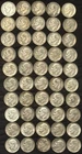 Set of 50 Circulated Roosevelt 90% Silver Dimes (10 Dimes Each Year 1960-1964)