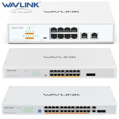 PoE+Gigabit Switch 8/16/24 Ports 120W/250W w/SFP/Uplink VLAN/Extend Plug&Play
