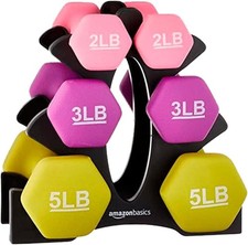 Amazon Basics Neoprene Dumbbell Hand Weights for Exercise and Muscle Toning.