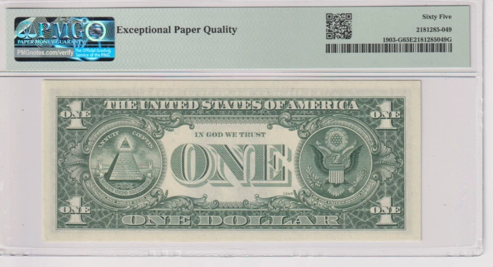 Fr 1903-G 1969 $1 FRN G01698029D PMG 65EPQ CHICAGO GEM CU GREEN SEAL - Image 2 of 2