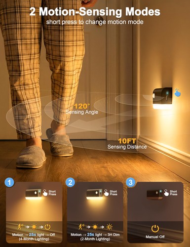 Bewegungsmelder Treppenleuchten 8er Pack Wiederaufladbar Kabellos LED Schwarz LH-TD26 Innen - Bild 2 von 5