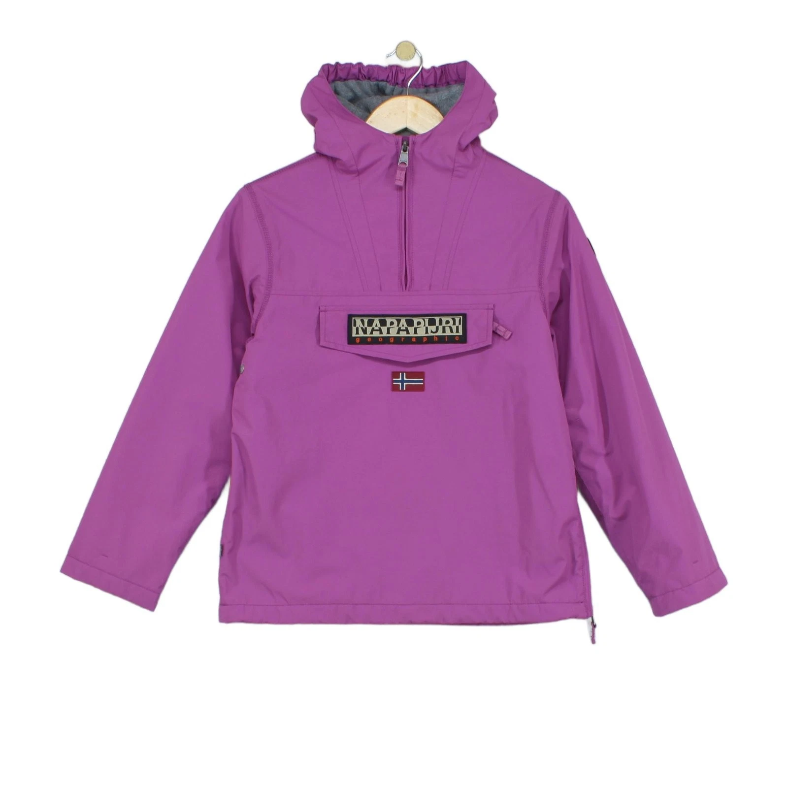 Napapijri Rainforest Jacket Girls Size 12 Years Purple 1/4 Zip Hooded Outdoor