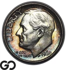 1960 Roosevelt Dime Philadelphia 90% Silver Gem BU Rainbow Toning