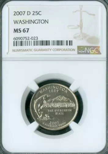 2007 D WASHINGTON QUARTER NGC MS67 BUSINESS STRIKE  .