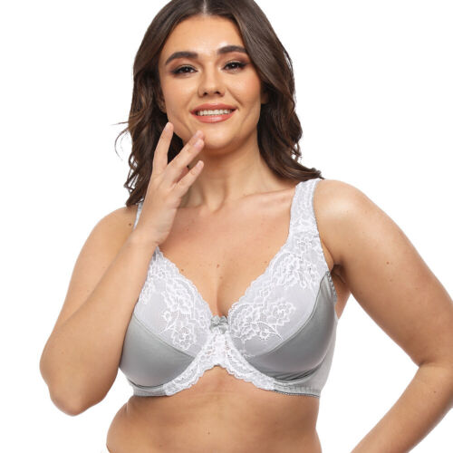 UK Ladies Bra Plus Size Full Cup Lace Underwire Embroidery Minimiser Firm Hold - Picture 8 of 39