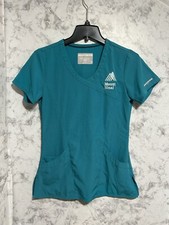 Skechers Barco Scrub Shirt Womens Extra Small XS Green Pockets Polyester Spandex