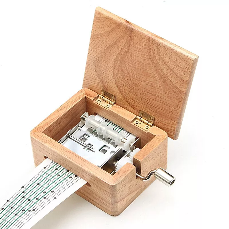 15 Tone Hand Crank Music Box DIY Wooden Musical Box with Hole Puncher Paper  Tape