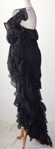 ROBERTA FURLANETTO Black Silk Ruffle Bustier Skirt Set Dress Gown 40 4 - Picture 4 of 6