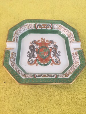 Vintage Honi Soit Qui Mal Y Pense Porcelaine Je Sers De Paris France Ashtray