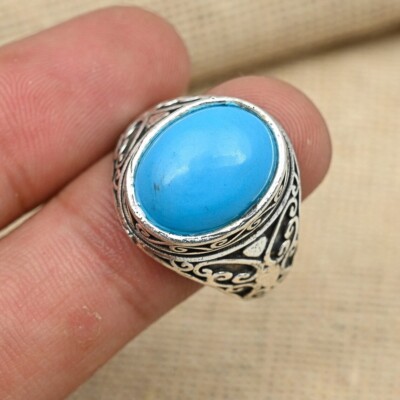 Sleeping Turquoise Gemstone Ring-925 Sterling Silver Bohemian Jewelry Gift 