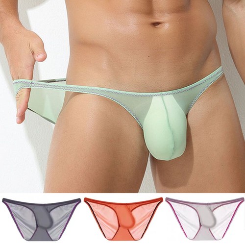 Sexy calzoncillos transparentes de seda helada para hombre ropa interior delgada de tiro bajo bolsa bragas - Imagen 5 de 29