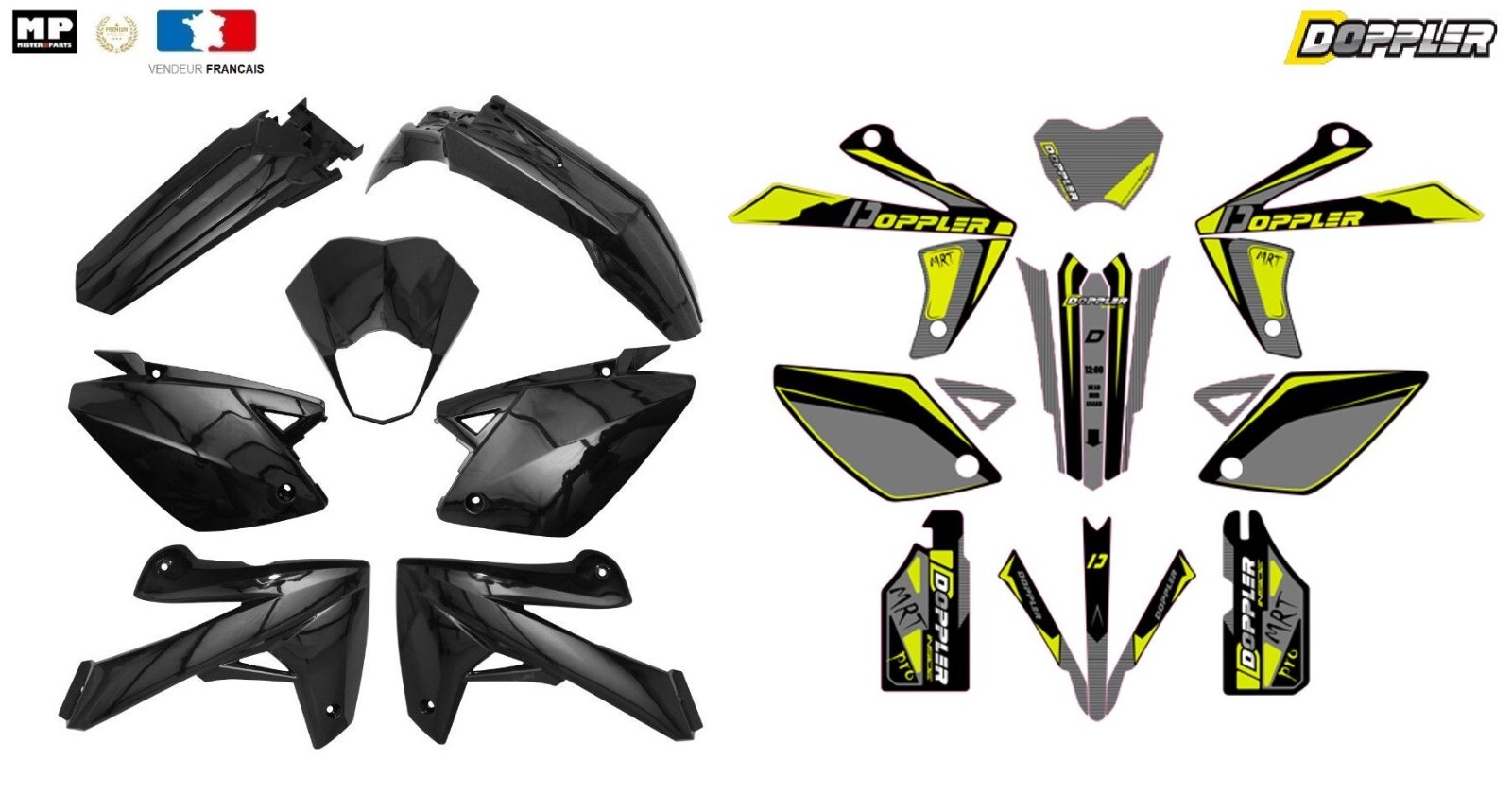 Kit carrosserie Doppler 7 coques avec déco pour Rieju MRT 50 Enduro de 2009 à 2021