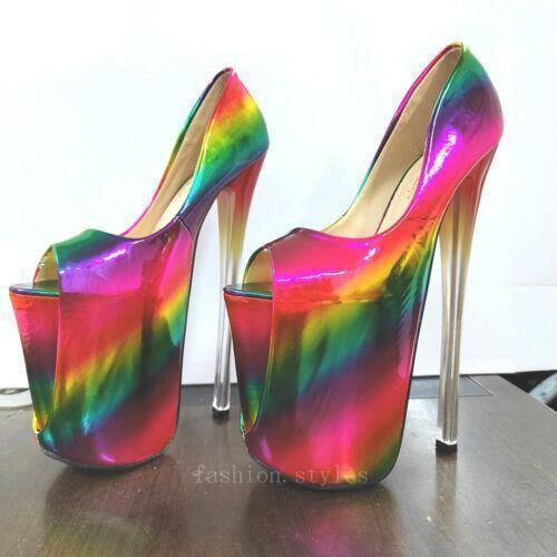 Zapatos de salón de club nocturno con plataforma de aguja de 22 cm para mujer - Imagen 14 de 28
