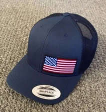 USA American Flag Hat US Flag SnapBack Trucker Mesh Cap Handcrafted in the USA!