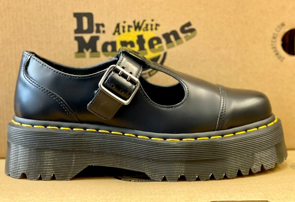 Dr Martens Bethan Black Leather Mary Jane Platform 15727001