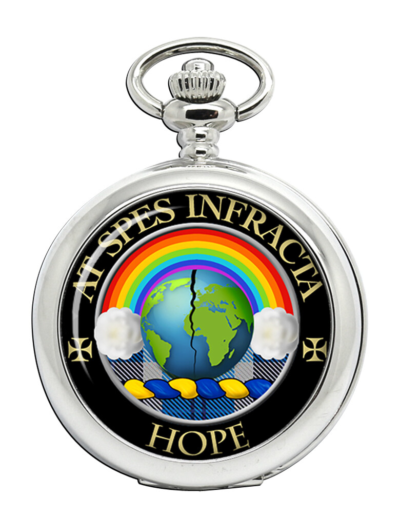 Scottish Clan Hope Crest Engraved Pocket Watch