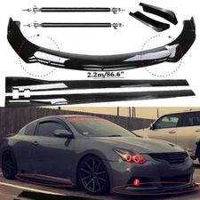 For Nissan Altima Front Bumper Lip Spoiler Kit +86.6" Car Side Skirt Glossy
