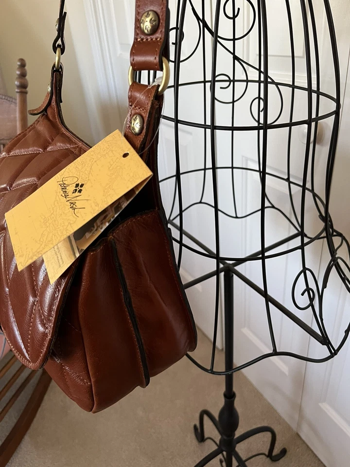 全新带标签 PATRICIA NASH 意大利鞣制全粒面皮革马鞍斜挎包 270 美元 — 第 3/4 张图片