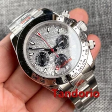 Bliger 39mm Multi-Function Full Chronograph VK63 Quartz Men's Watch Grey Dial