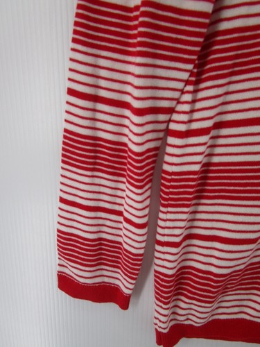 Tommy Hilfiger Sweater Women Large Red White Pullover Striped Knit V-Neck NEW - Picture 3 of 11