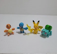 Lot of 4 Mega Construx Pokemon Figures Pikachu Squirtle Bulbasaur Charmander