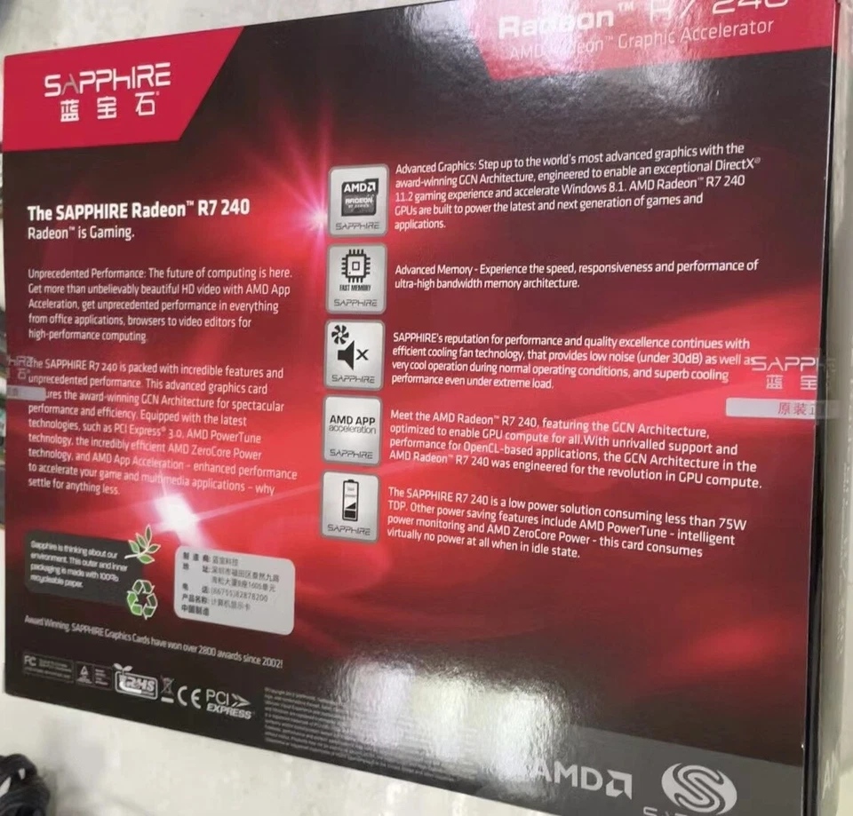 Radeon R7 240 Grafikkarte 4GB Sapphire AMDVGA HDMI DVI PCI-e 3.0 Single-Slot - Image 2 of 3