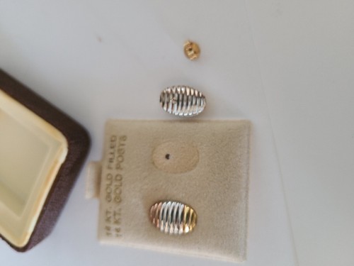 Vintage 14k Gold Filled Posts 3 Color Stud Earrings In the Box - Picture 4 of 9