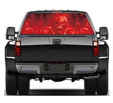 Rear Window Sticker Car Windshield Flood Flaming Skull Decal Fit For Ford F150