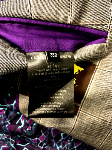 CHAQUETA/BLAZER TRAJE TED BAKER GRIS CUADROS PURA LANA 38R NUEVO CON ETIQUETAS - Imagen 6 de 6