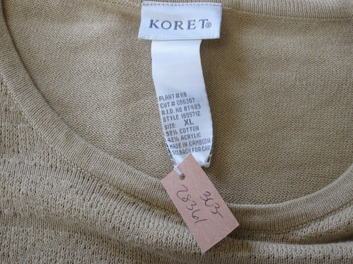 Koret Brown Knit Top Women Size XL Chest 46 Short Sleeve Shoulder