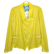 Paparazzi Blazer Jacket Women Xl Yellow Faux Leather Blazer Collared Jacket