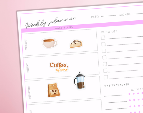 Coffee Collection Planner Stickers Mocha Latte Espresso Coffee Drink Diary - Picture 2 of 2