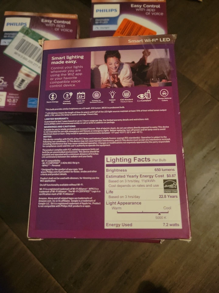 4 Pack Philips Daylight LED 65Watt Dimmable Smart Wi-Fi Wiz Connected Light  - Image 4 of 4