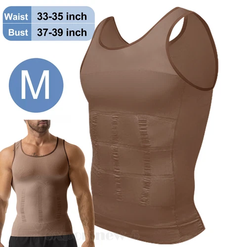 Mens Body Shaper Belly Chest Compression Slimming Shirt Tank Top Abs Girdle Vest - Picture 45 of 56